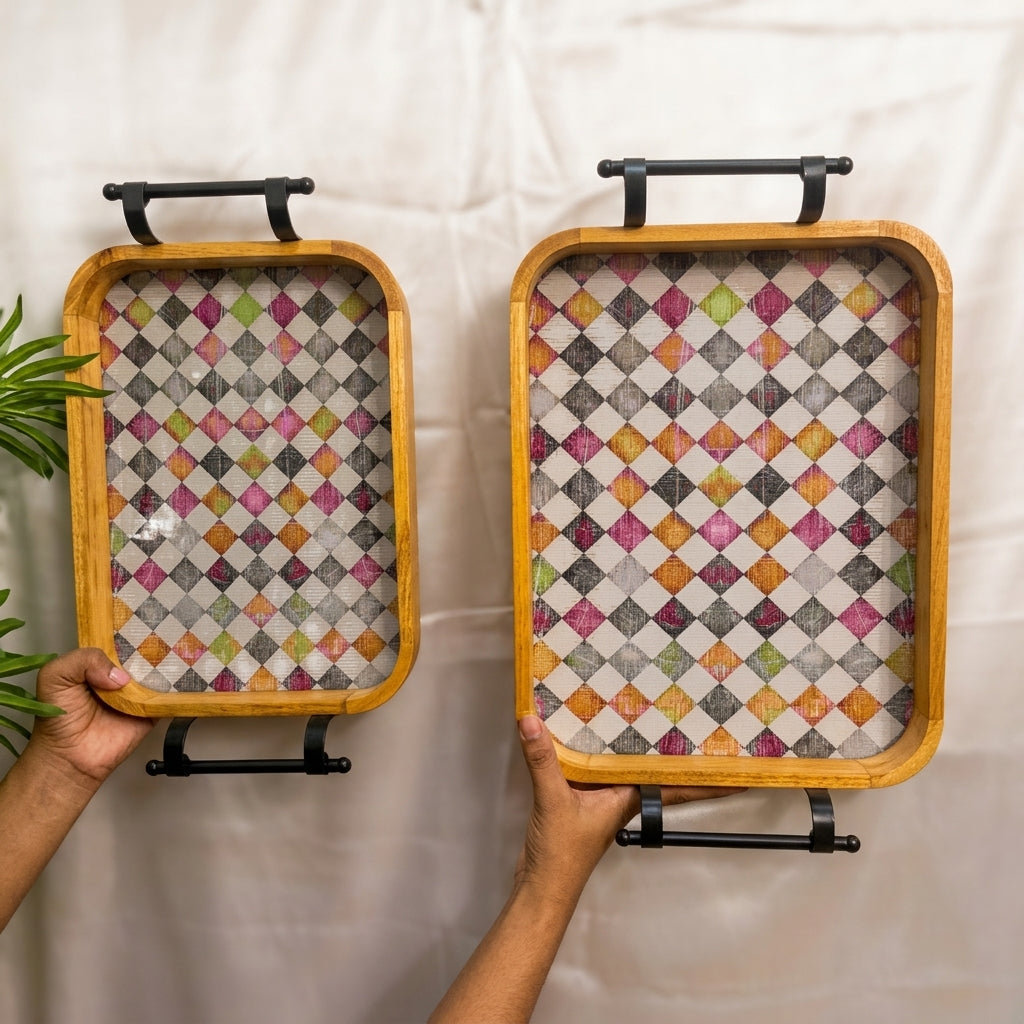 Harlequin Mosaic Serving Tray Set (Set of 2)