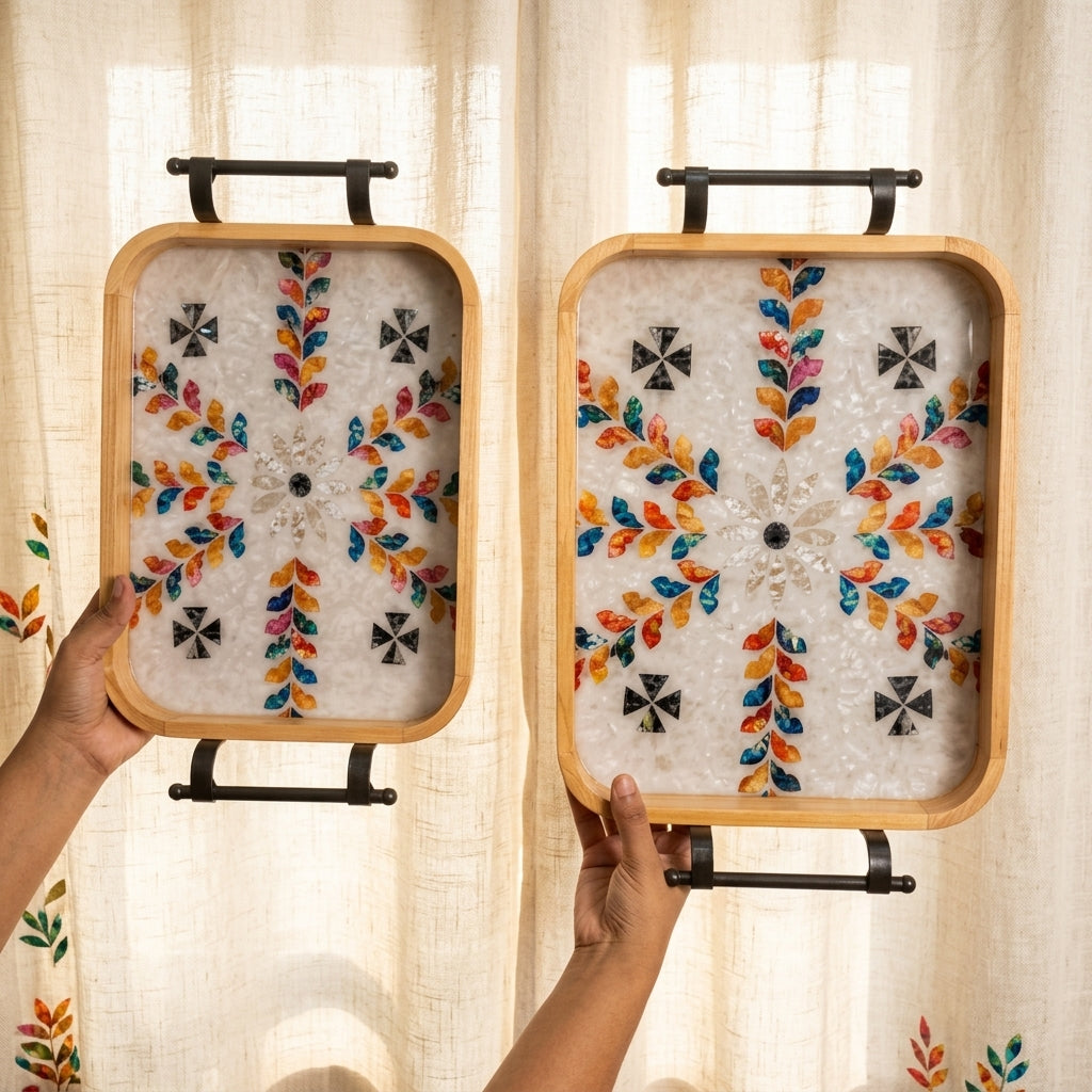 Floral Heritage Serving Tray Set (Set of 2)