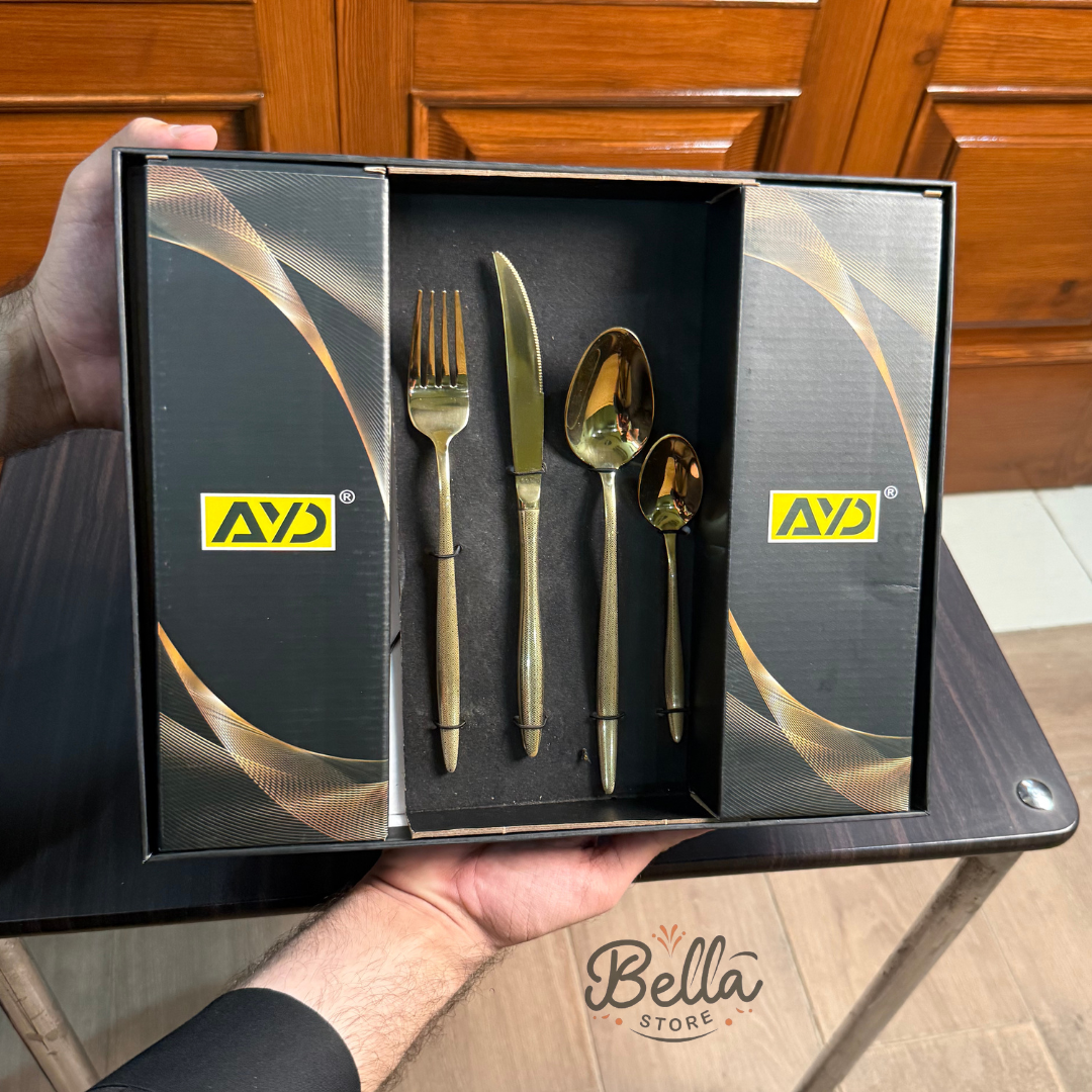 Heritage Gold Cutlery Set – 24 Pcs