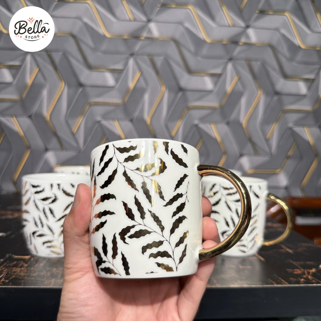 Golden Leaf Mug Set