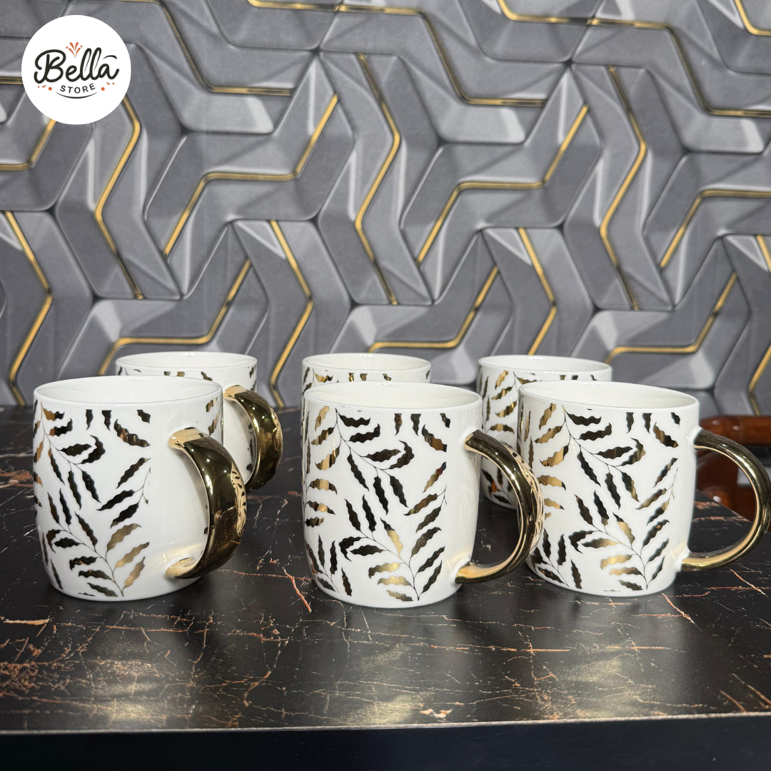 Golden Leaf Mug Set