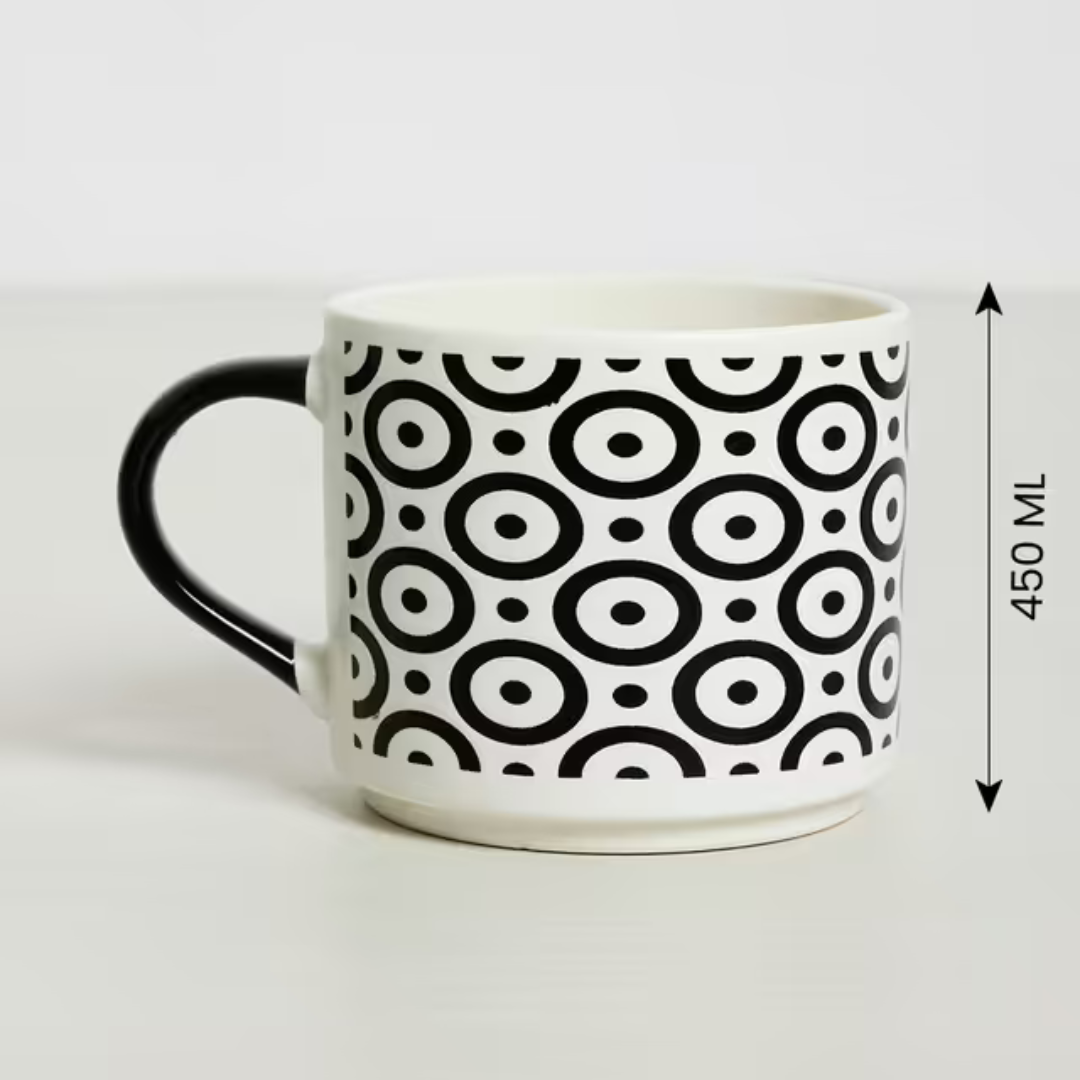 Monochrome Ceramic Mug Set – 4pcs (400ml)