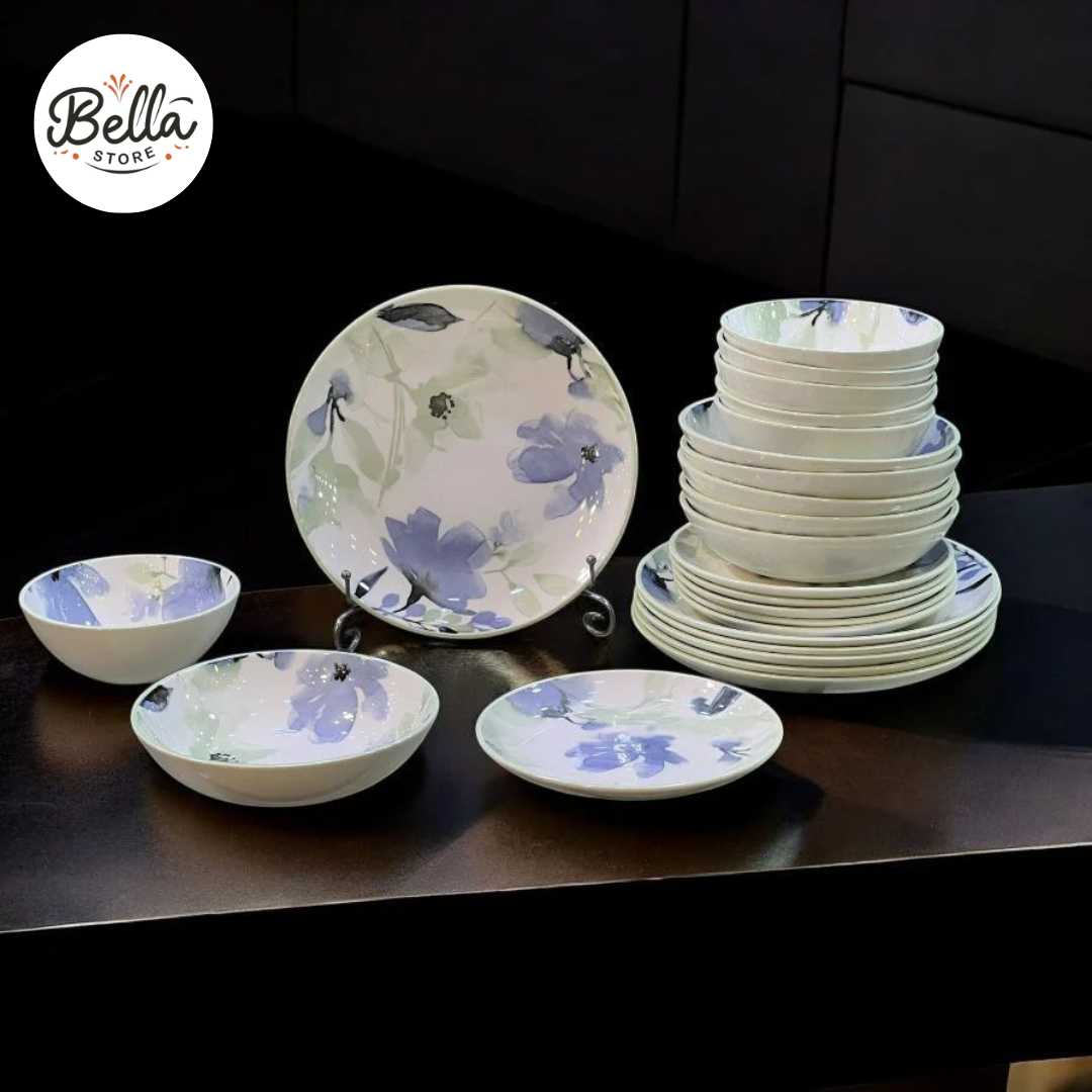 Denny Homes Soft Petal 24 Pcs Premium Ceramic Set β Serving 6 Persons