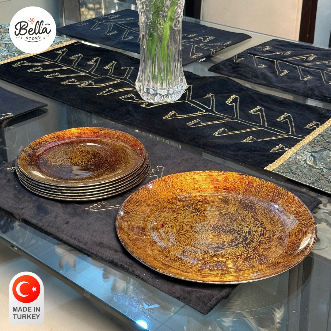 Autumn Ember – 7-Piece Cake Plate Set for 6 Guests | Made in Turkey