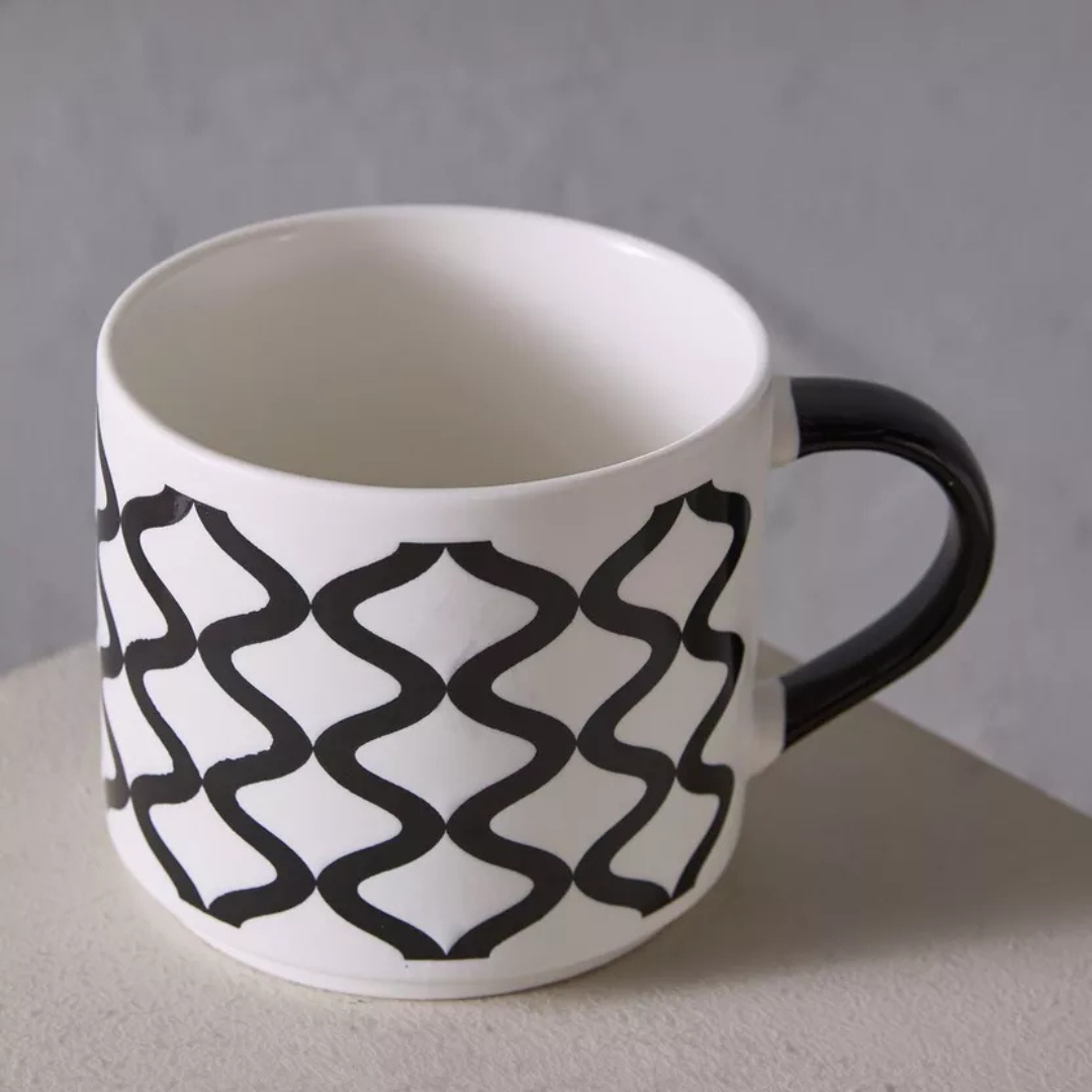 Monochrome Ceramic Mug Set – 4pcs (400ml)