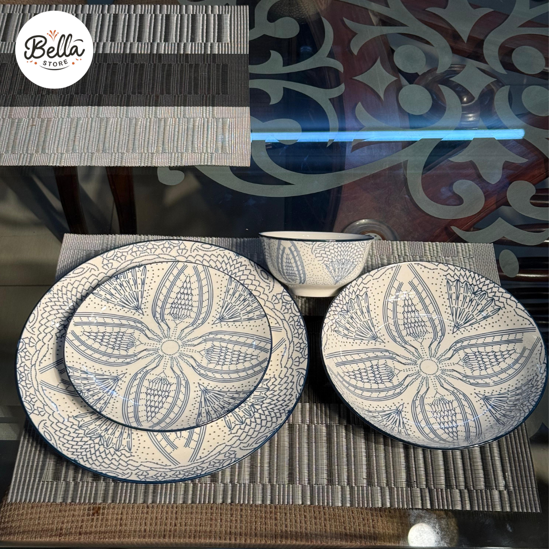 FLORAL DOTS PLATE SET 24 Pcs