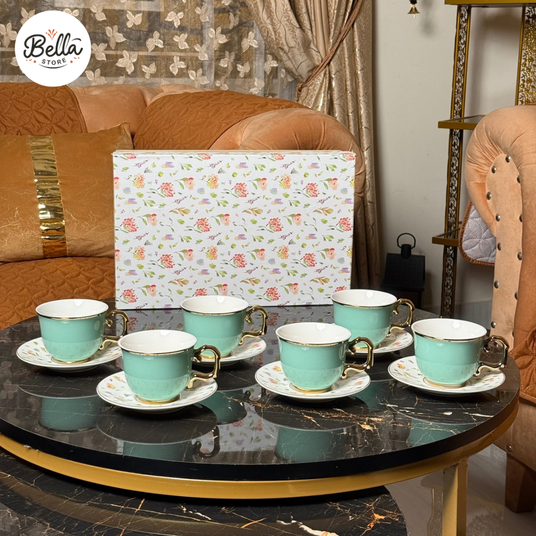 Blooming Charm – Cup & Saucer Set of 6 with Gift Box