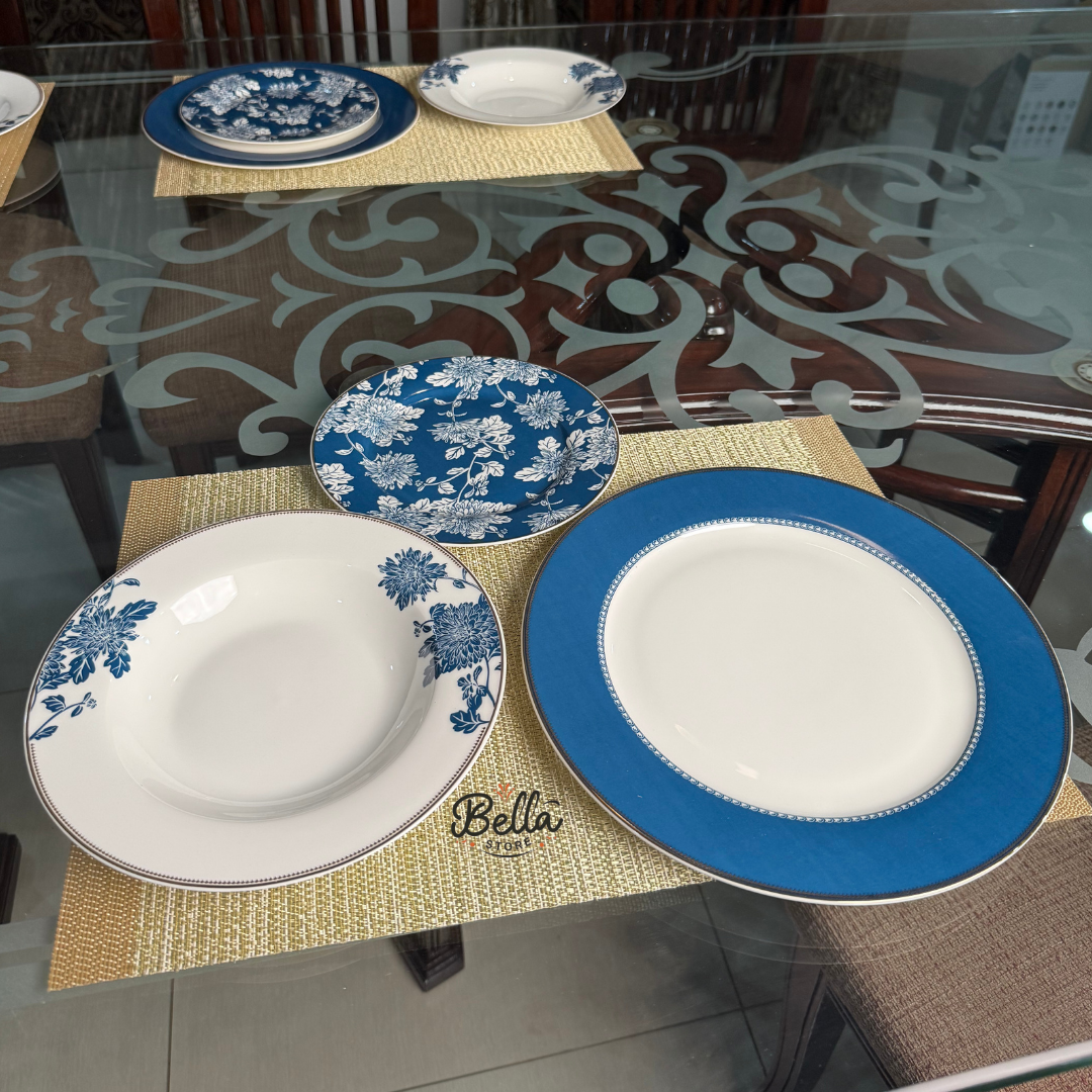BLUE FLORA PLATE SET β 6 Person Set