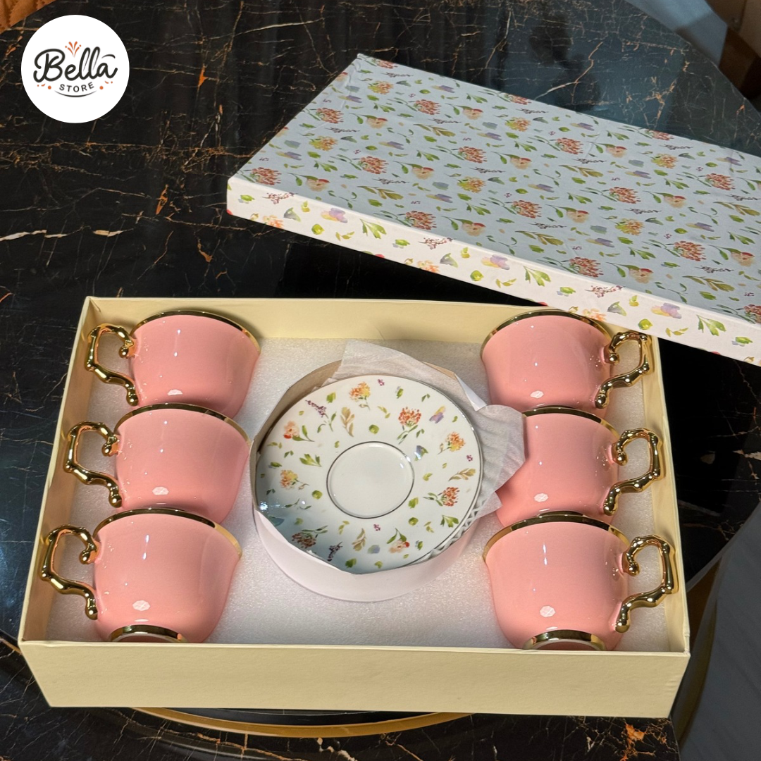 Blooming Charm – Cup & Saucer Set of 6 with Gift Box