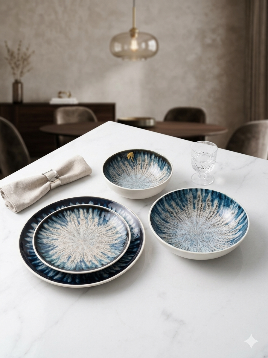 Denny Homes Ocean Burst 24 Pcs Premium Ceramic Set