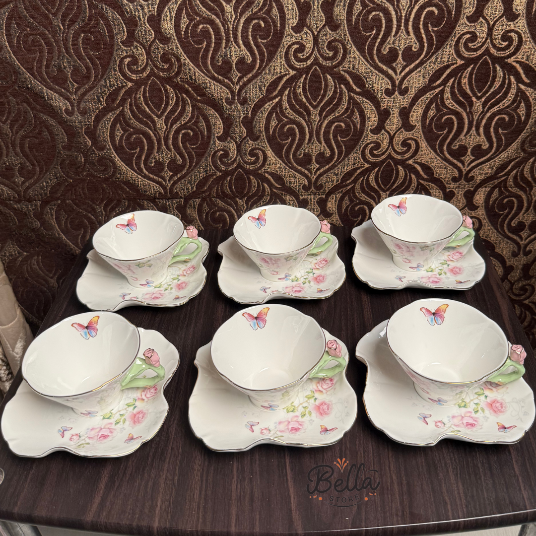 Butterfly Garden – Cup & Saucer Set of 6 with Gift Box