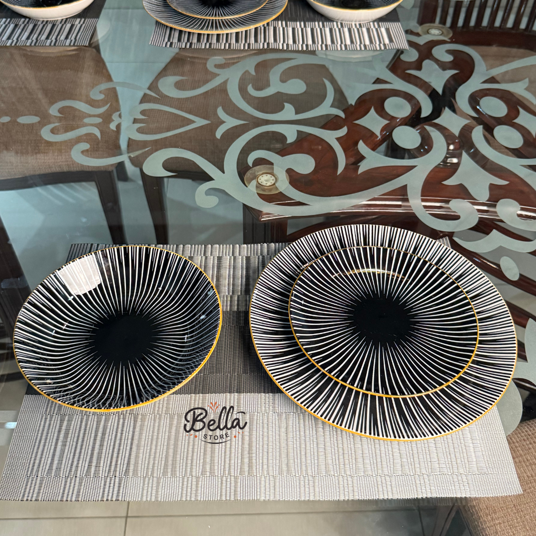Black Line PLATE SET 18 Pcs