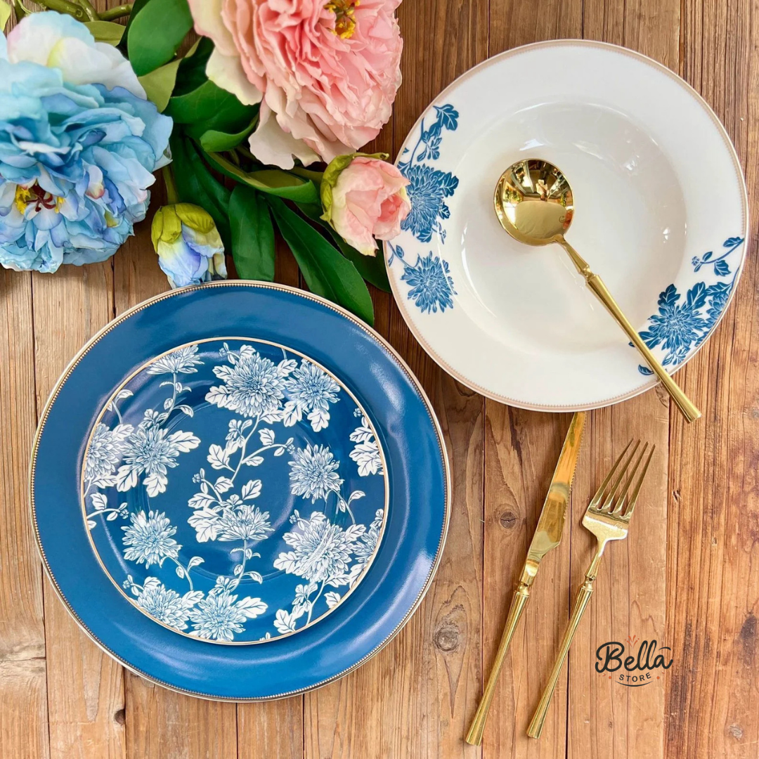 BLUE FLORA PLATE SET β 6 Person Set