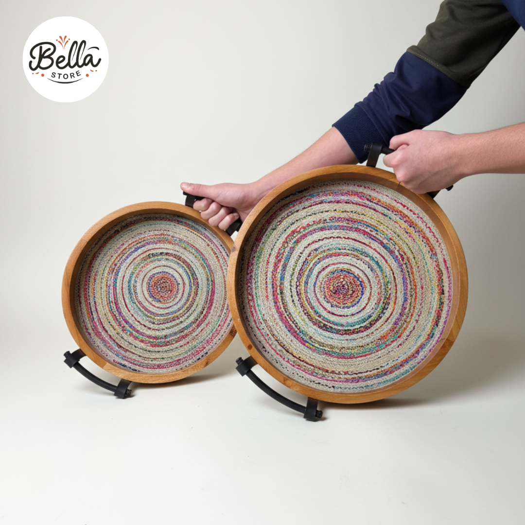 Boho Weave Serving Tray Set (Set of 2)