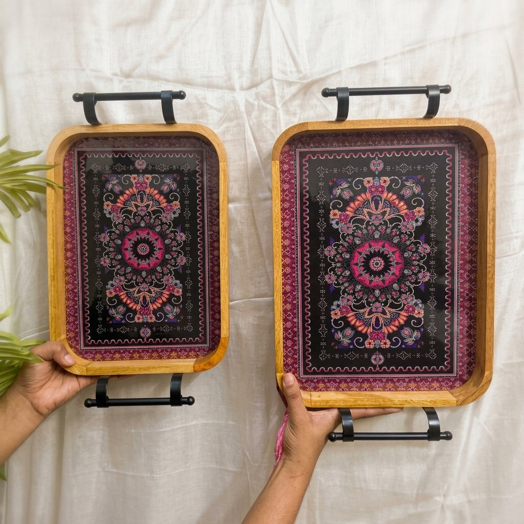 Persian Bloom Serving Tray Set (Set of 2)