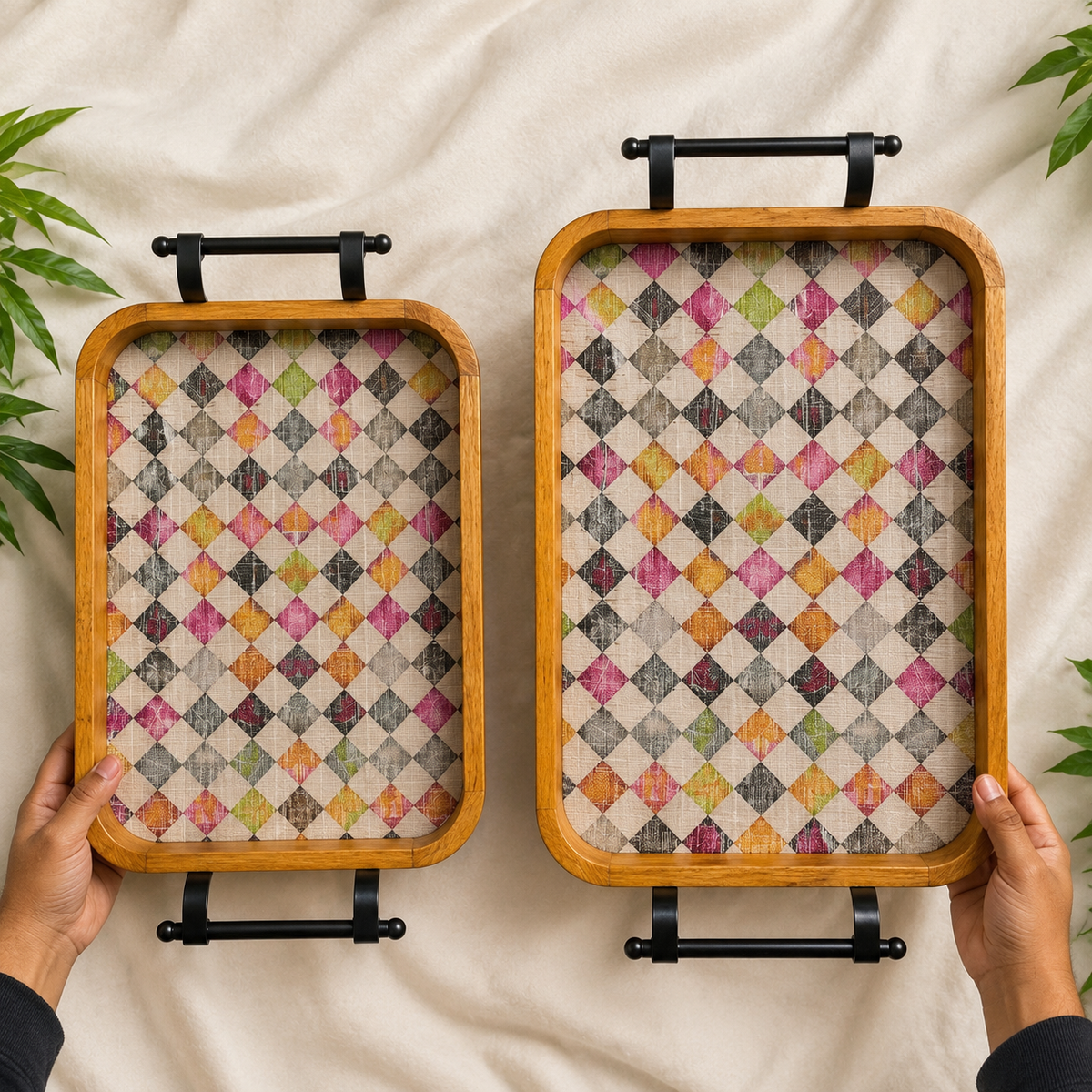 Harlequin Mosaic Serving Tray Set (Set of 2)