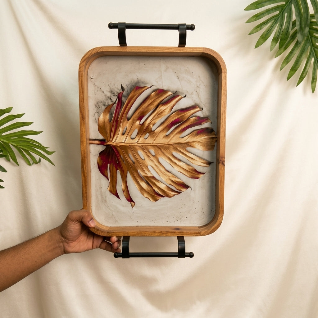 Autumn Leaf Serving Tray Set (Set of 2)