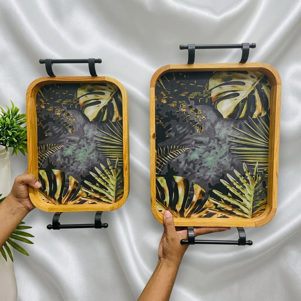 Midnight Tropics Serving Tray Set (Set of 2)