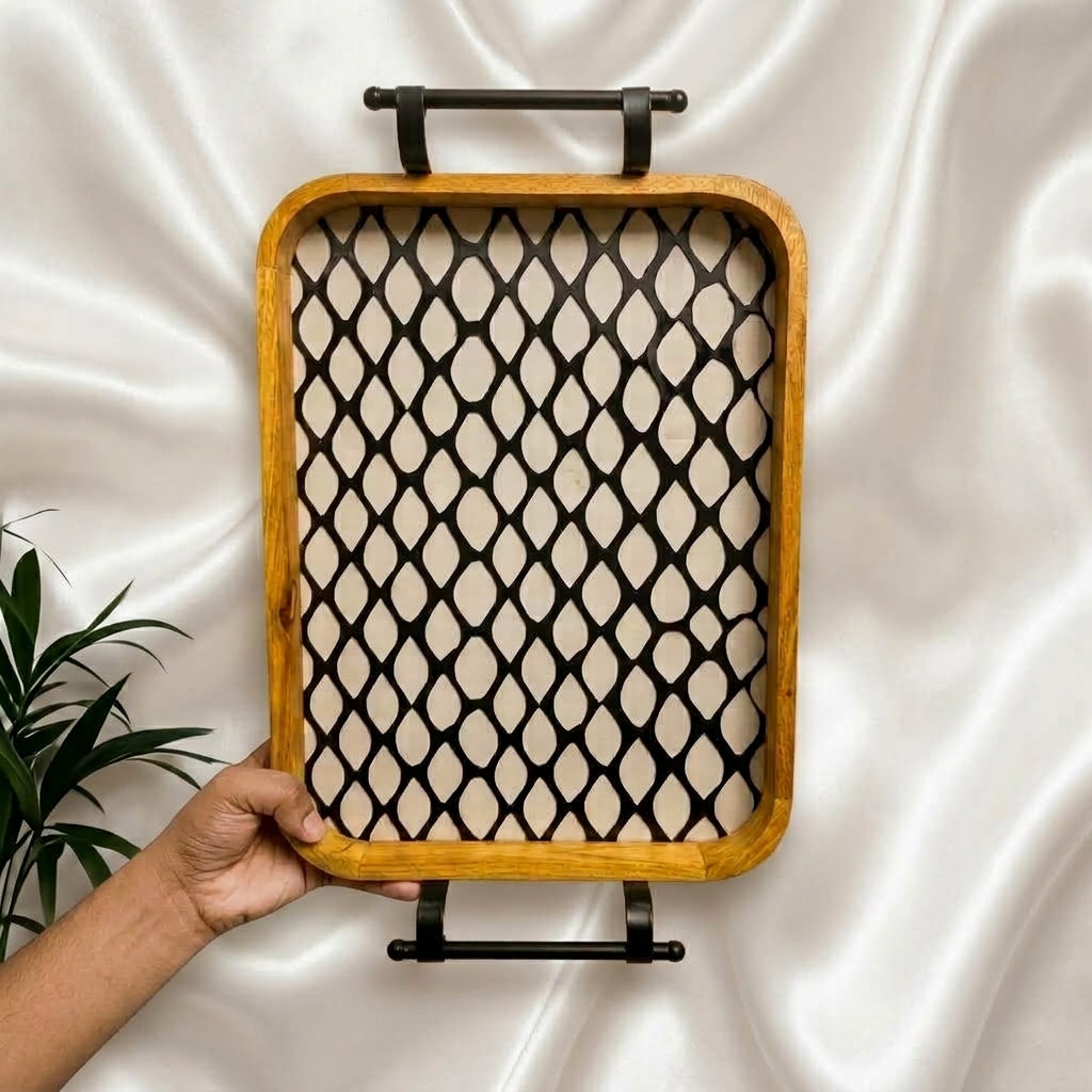Pearl Trellis Serving Tray Set (Set of 2)