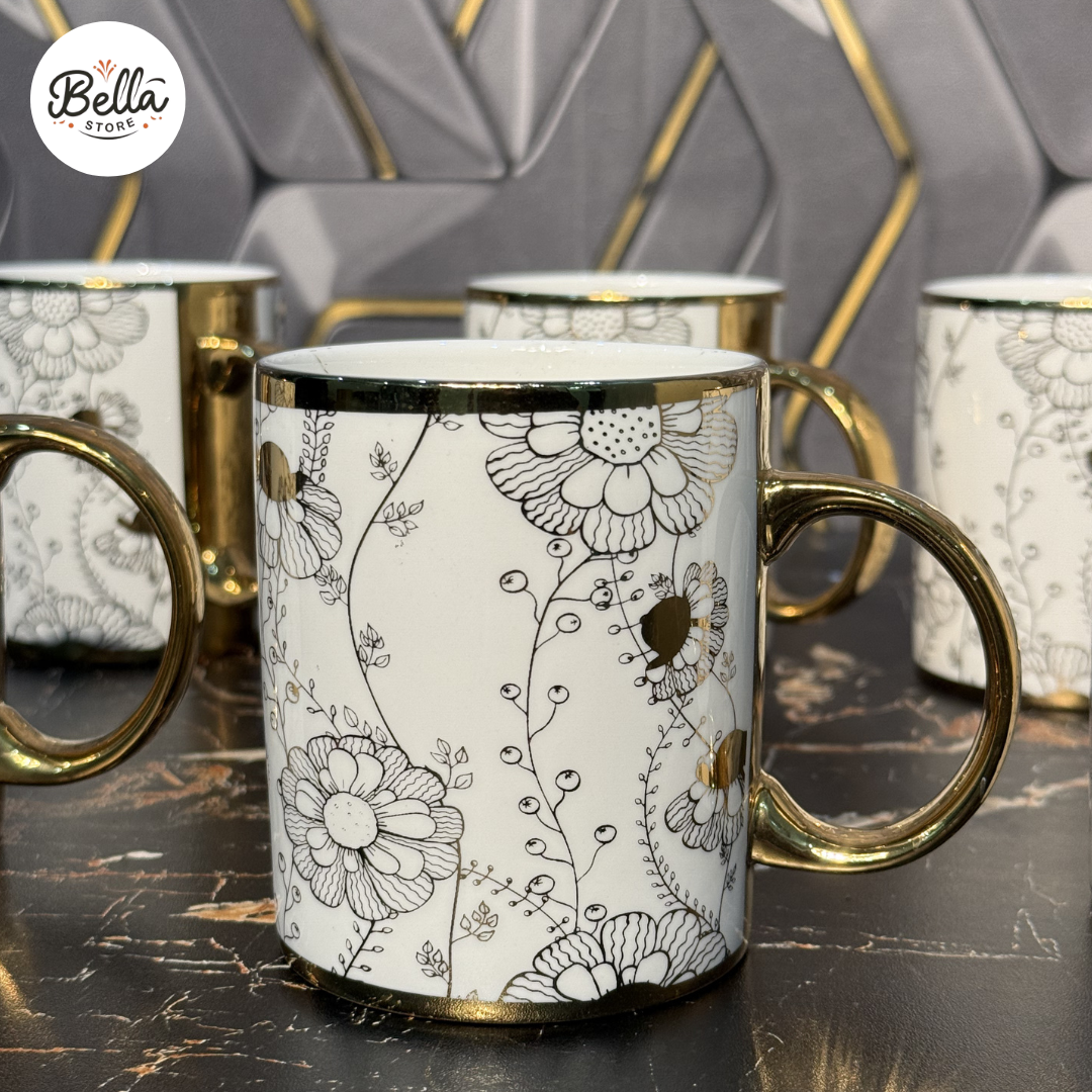 White Floral Mugs – 400ml