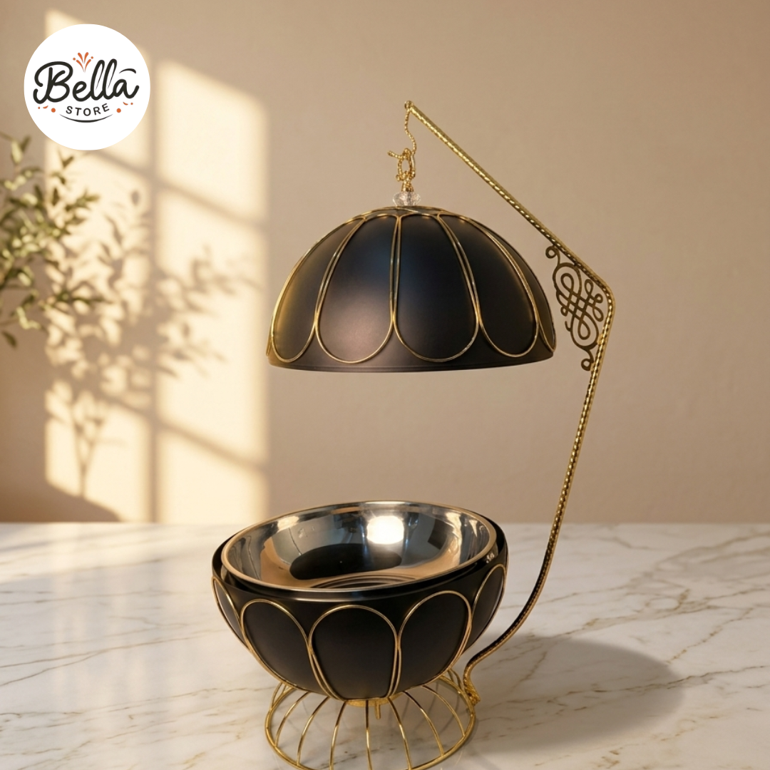 Black Royale 8L Chafing Dish Buffet Set with Heating Stand – Luxury Black & Gold Serving Dish for Weddings, Catering & Parties
