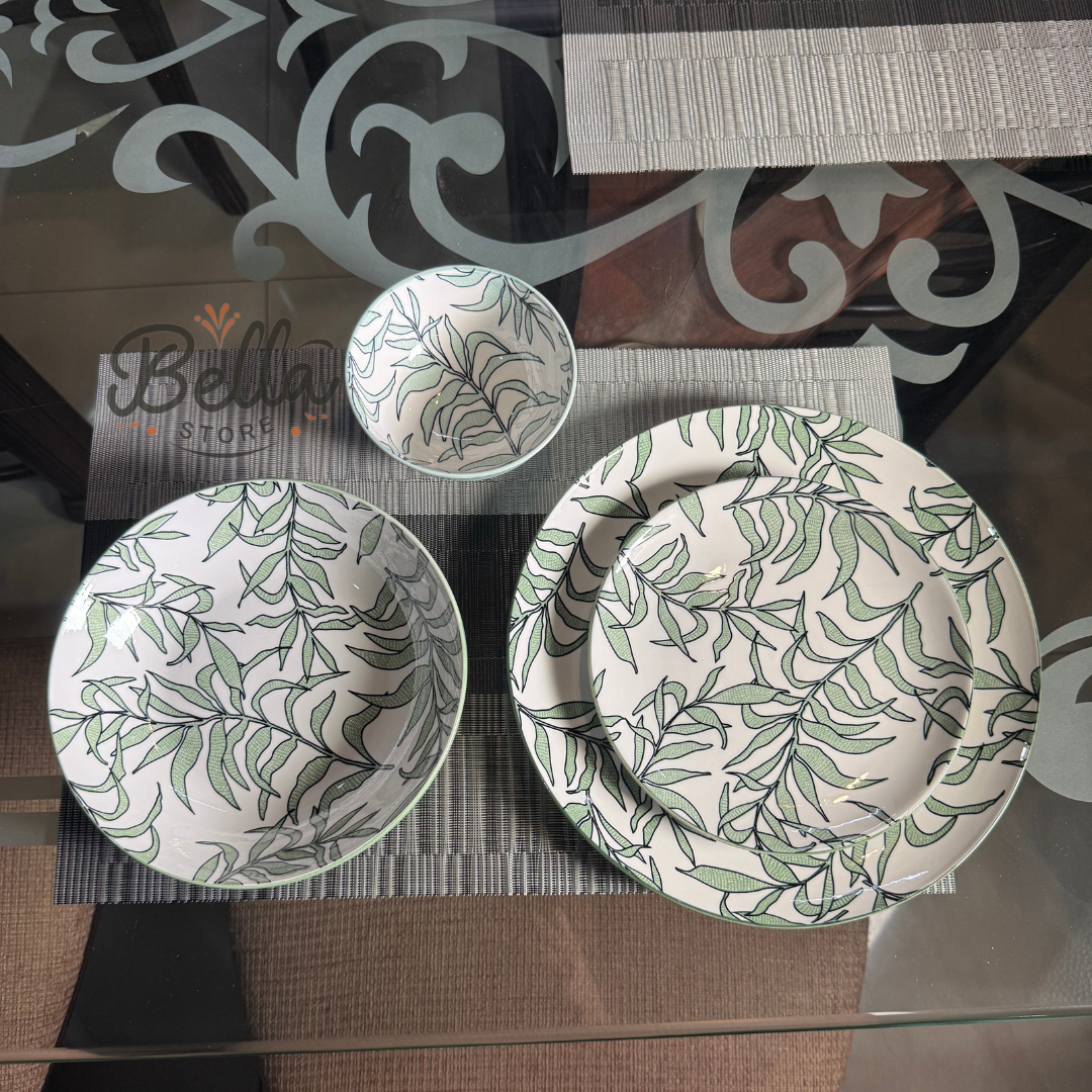 EVERGREEN PETALS PLATE SET 24 Pcs