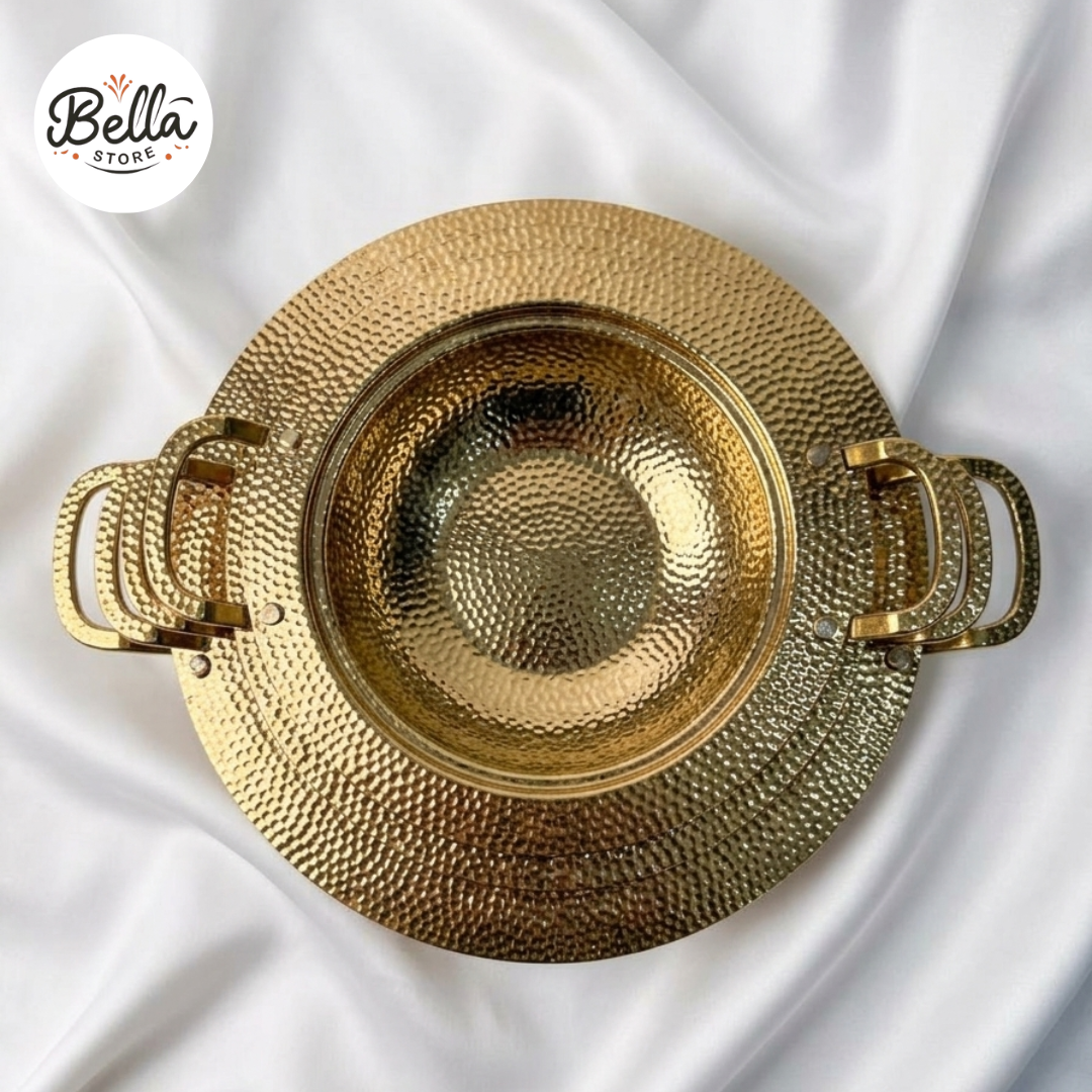 Royal Gold Platter Set with Handles (Set of 5)
