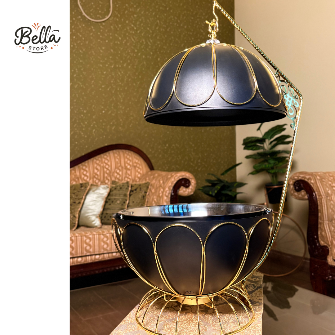 Black Royale 8L Chafing Dish Buffet Set with Heating Stand – Luxury Black & Gold Serving Dish for Weddings, Catering & Parties