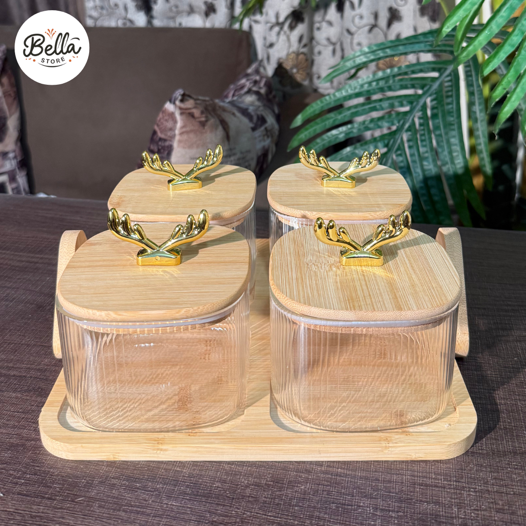 Deer Dry Fruit Set with Lid & Serving Tray in Gift Set Box Packing