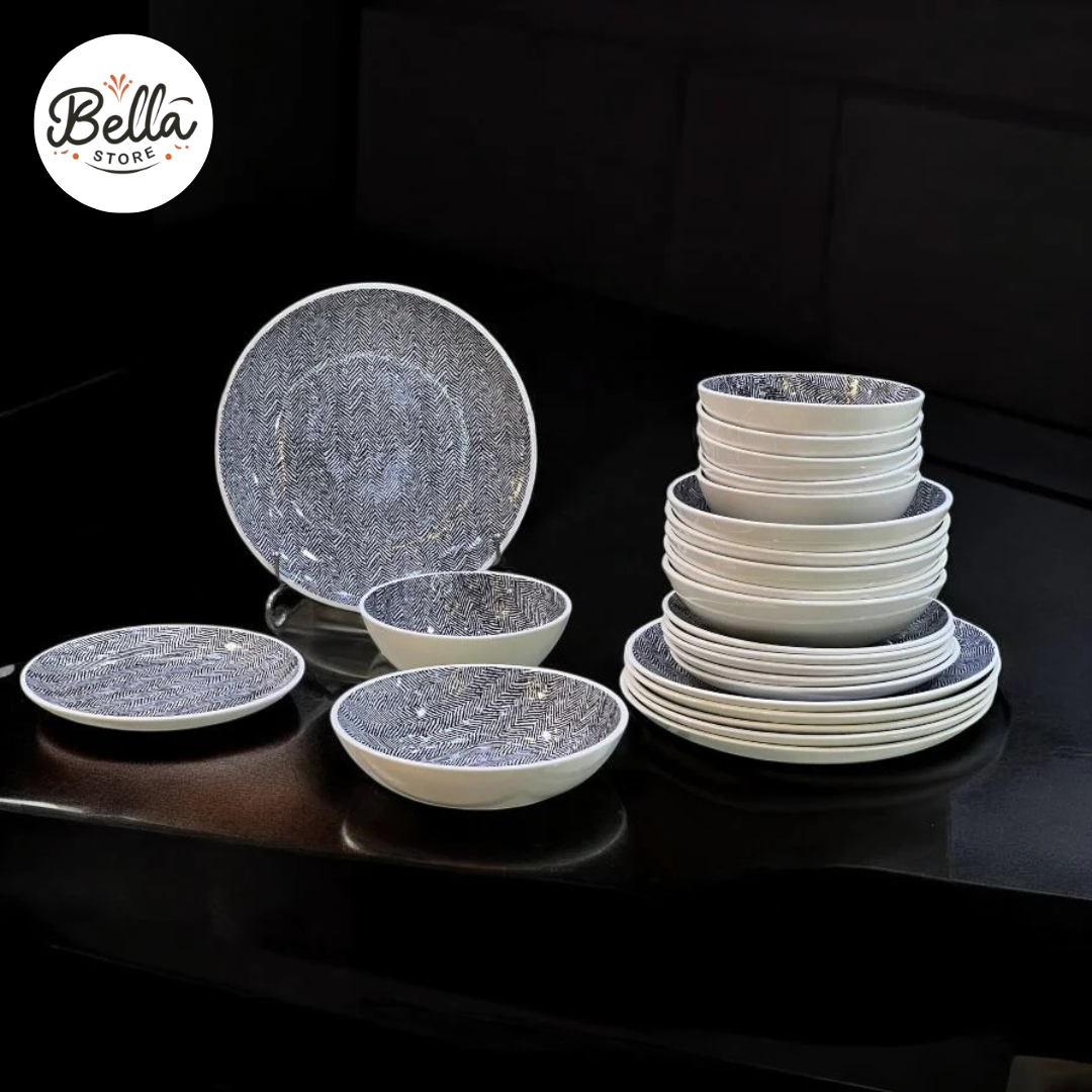 Denny Homes Galaxy Wave 24 Pcs Premium Ceramic Set – Serving 6 Persons