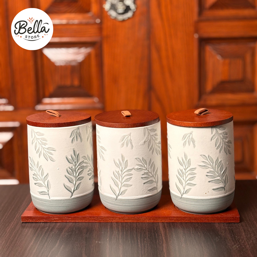 Ivory Meadow Canister Set of 3