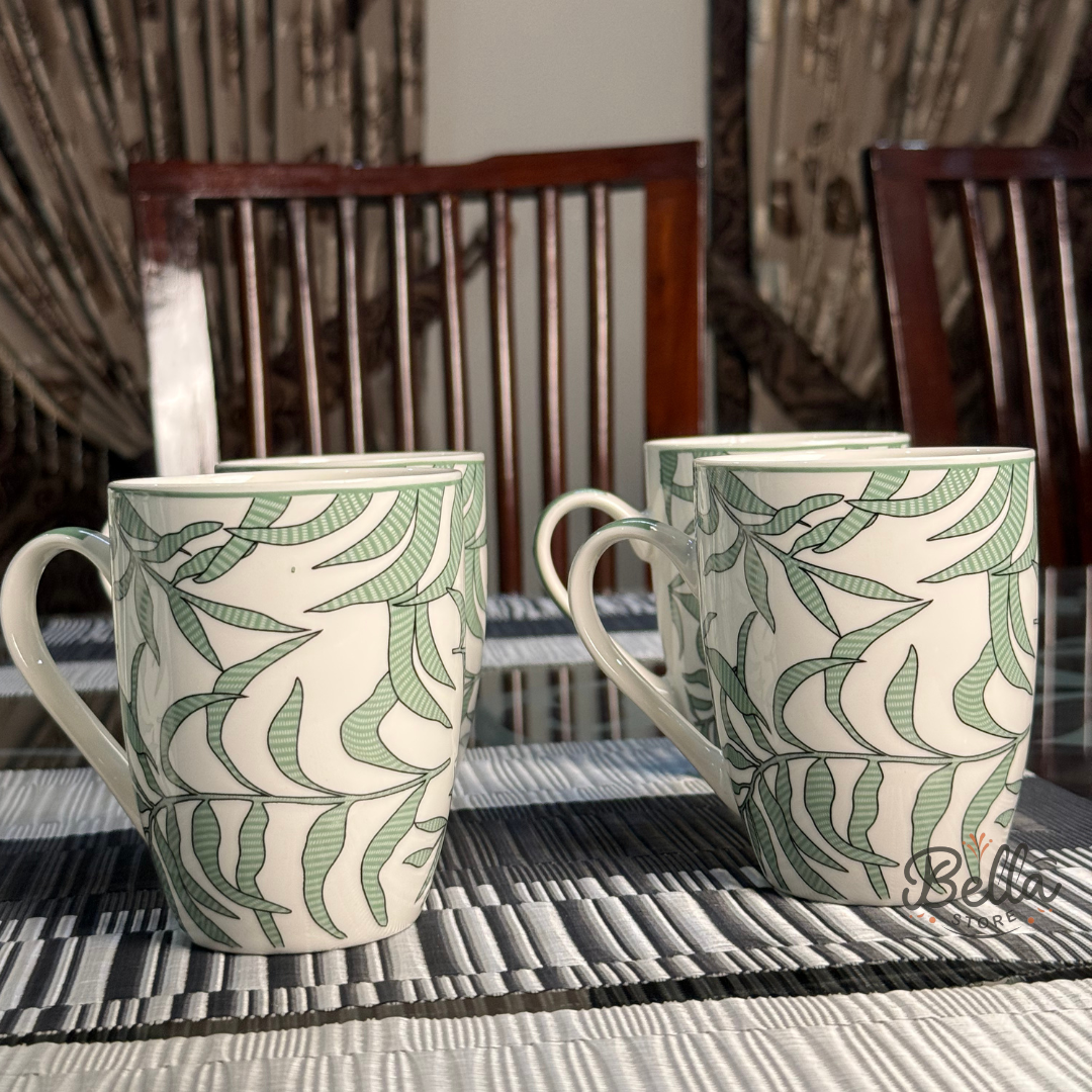 Evergreen Petals Mug Set – 6 Pcs