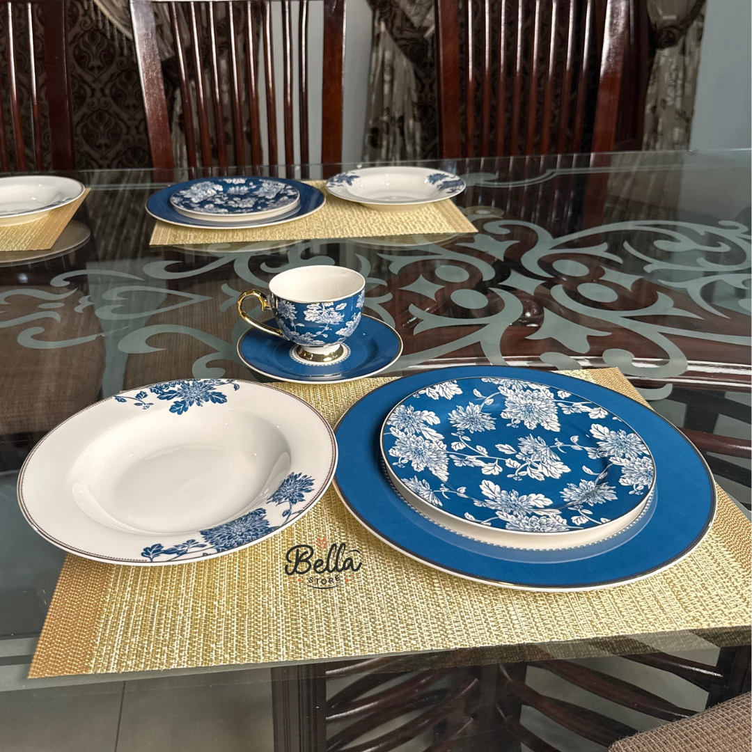 BLUE FLORA PLATE SET – 6 Person Set