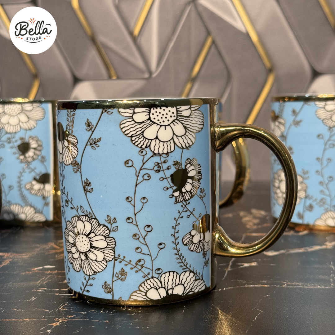 Blue Floral Mugs – 400ml