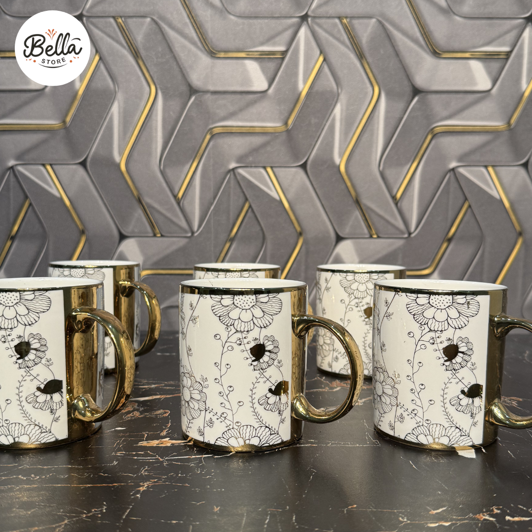White Floral Mugs – 400ml