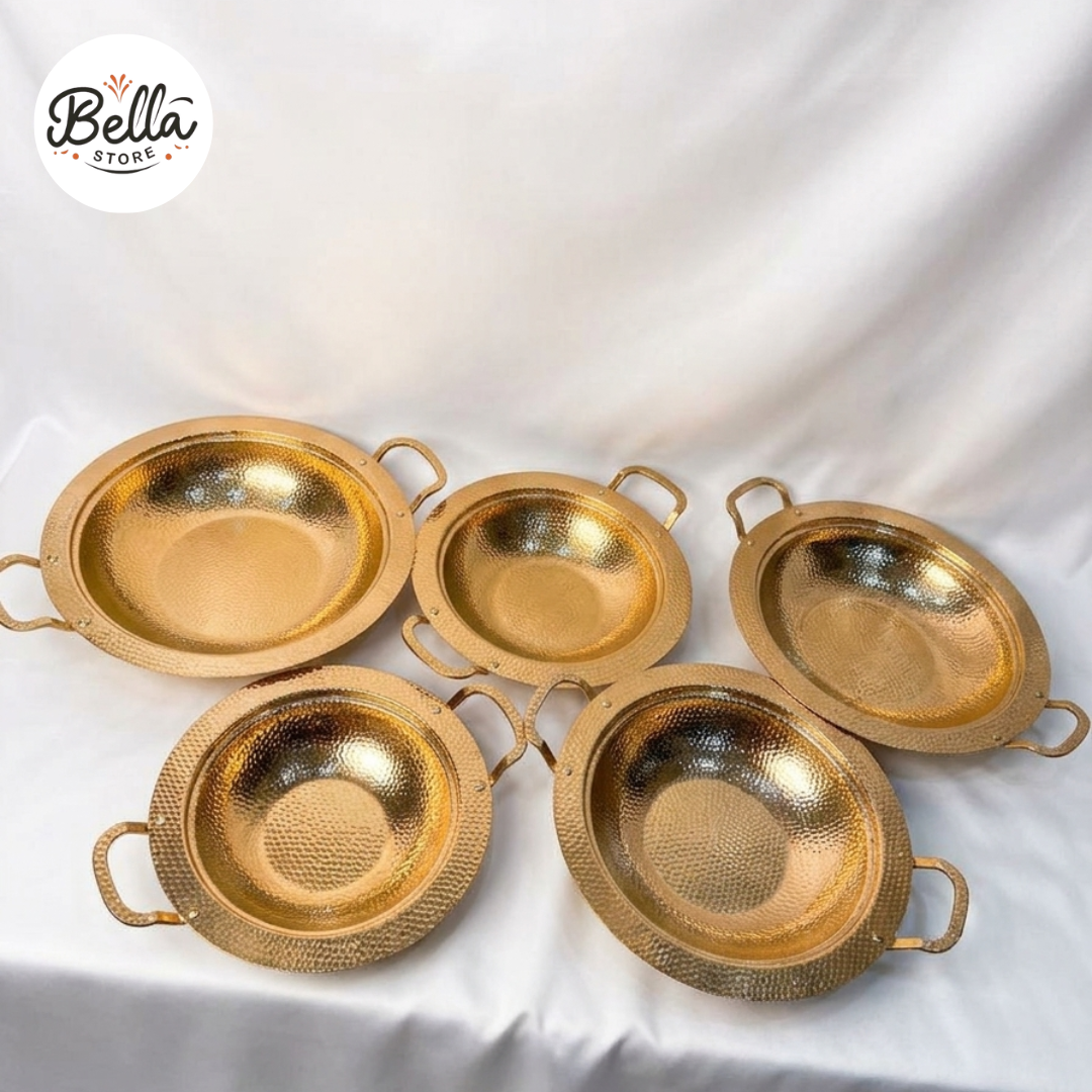 Royal Gold Platter Set with Handles (Set of 5)