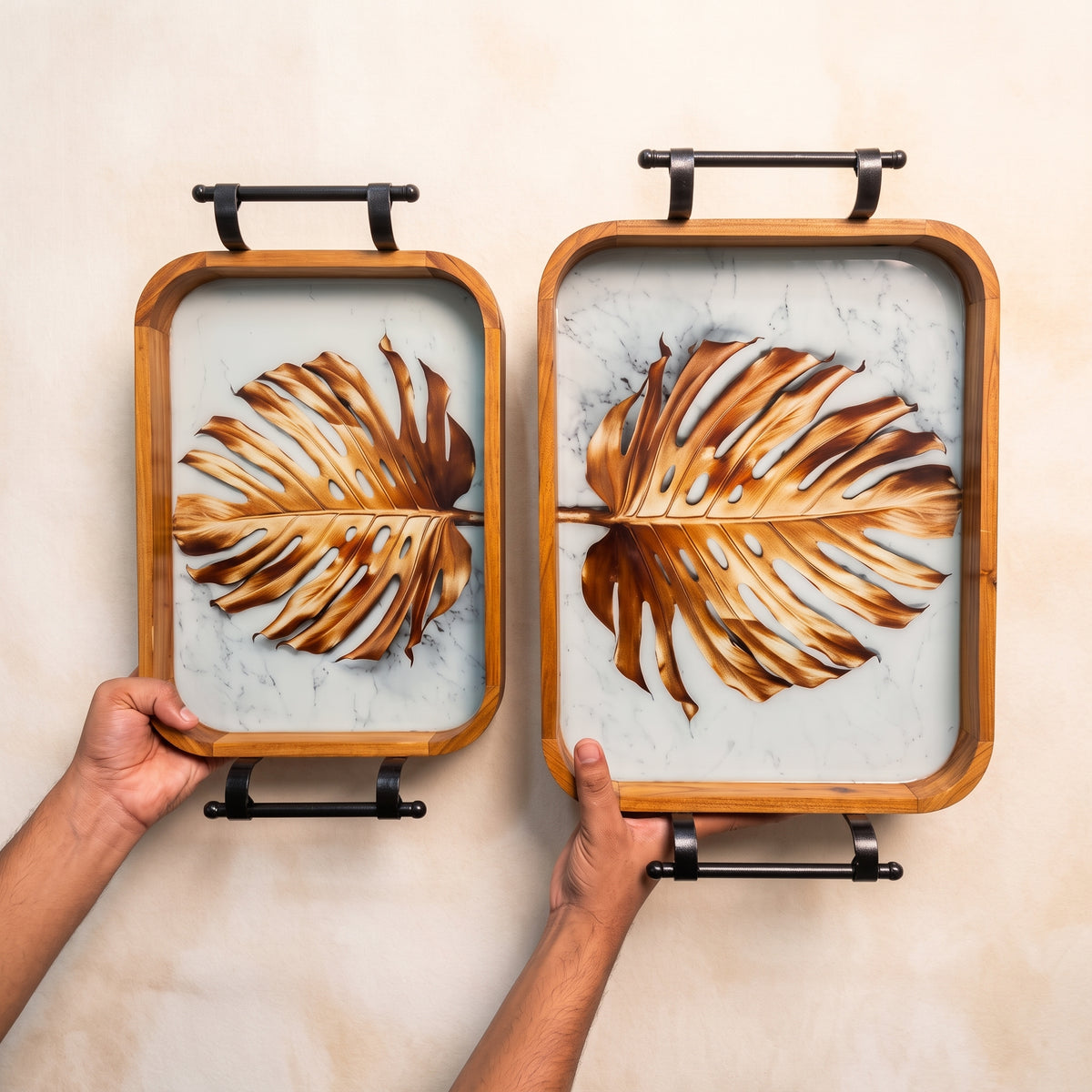 Autumn Leaf Serving Tray Set (Set of 2)