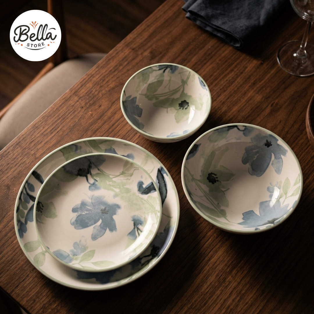 Denny Homes Soft Petal 24 Pcs Premium Ceramic Set – Serving 6 Persons