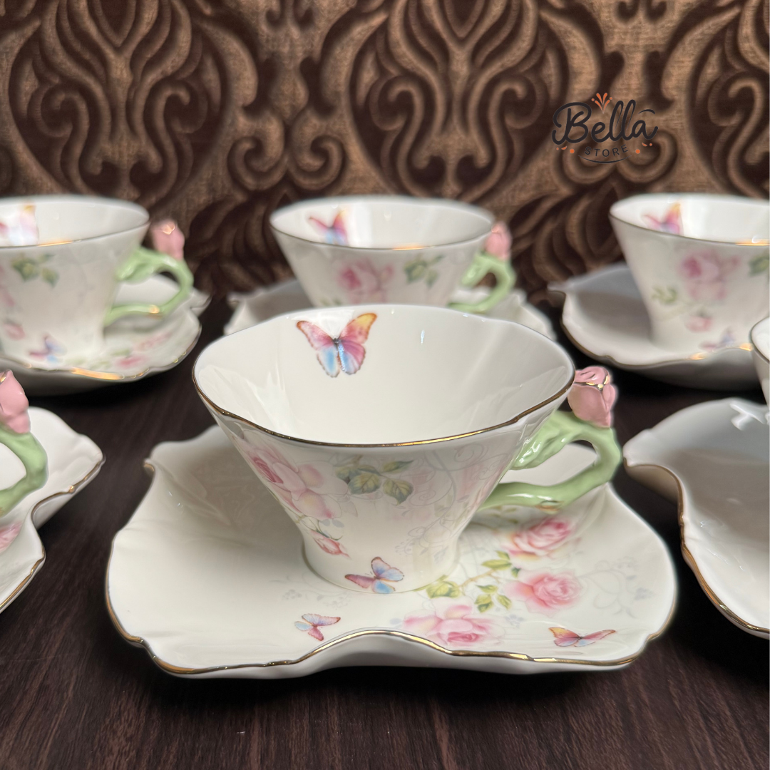 Butterfly Garden – Cup & Saucer Set of 6 with Gift Box