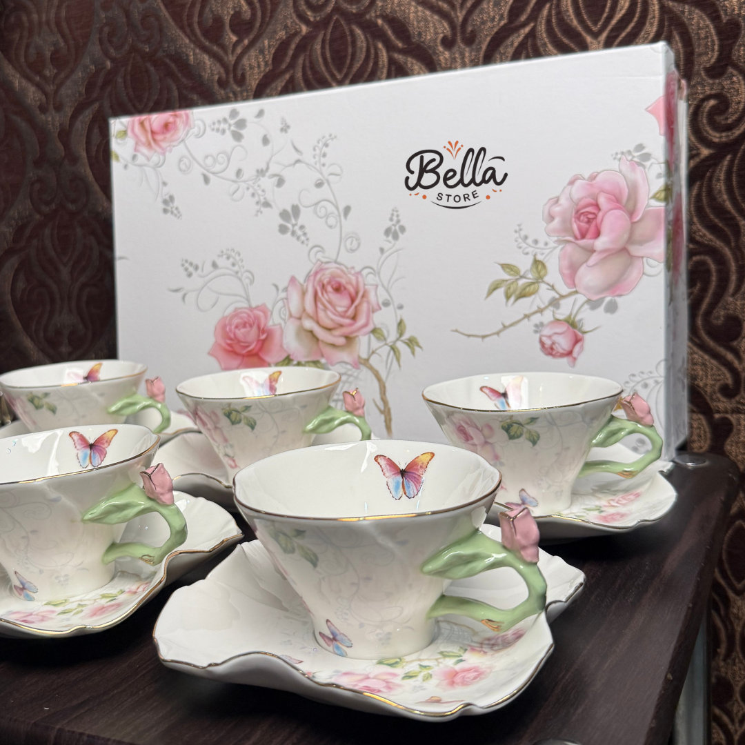 Butterfly Garden – Cup & Saucer Set of 6 with Gift Box