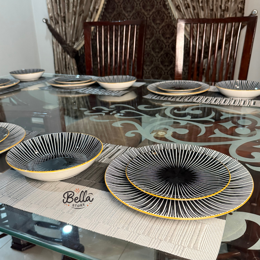 Black Line  PLATE SET 18 Pcs