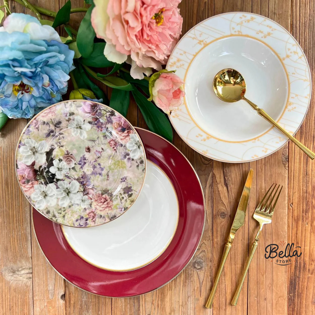 Crimson Garden PLATE SET – 6 Person Set